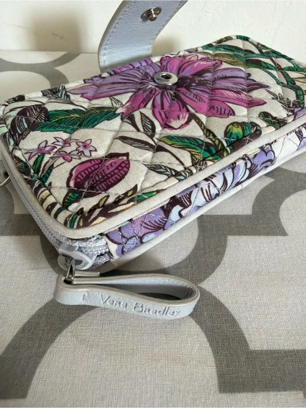 Vera Bradley Floral Quilted Wallet in Purple, Green, White